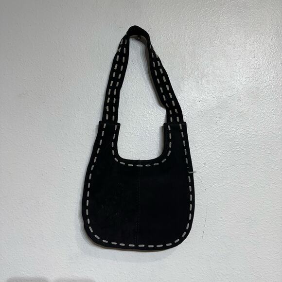 Weather Vane Black Stitch Suede Vintage Purse - Picture 1 of 10